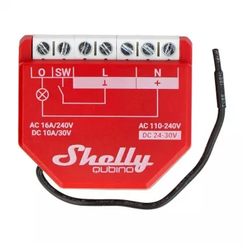 Slimme schakelaar Shelly W 1PM kunststof 16A 110-240V, Z-Wave, 868,4 MHz, rood, 42×37×16 mm