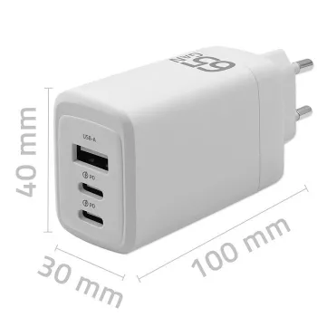 GaN-oplader QOLTEC 51822 65W 2×USB-A 2×USB-C