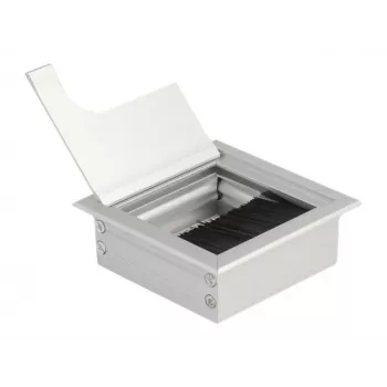 DeLOCK kabeldoorvoer voor tafmontage met borstel 80x80x28mm zilver