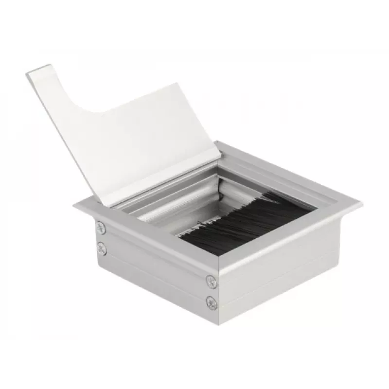 DeLOCK kabeldoorvoer voor tafmontage met borstel 80x80x28mm zilver