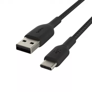 Kabel gevlochten USB-C USB-A 2 m zwart