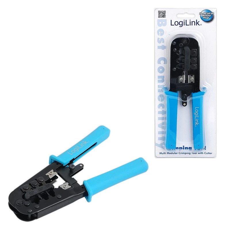 LogiLink WZ0019 multimodulaire krimptang, 8P/6P/4P, zwart/blauw