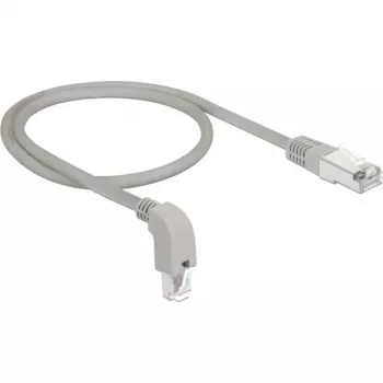 DeLOCK - patchkabel - RJ-45 (M) haaks omlaag naar RJ-45 (M) - 50cm - S/FTP - CAT 6a - afgeschermd, halogeenvrij - grijs (85873)