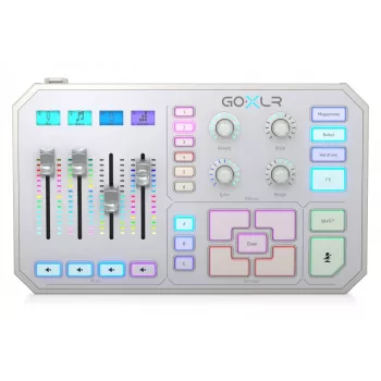 USB-audiomixer TC‑Helicon GO XLR‑WH wit — 1 XLR-microfooningang, USB‑B, 48 V fantoomvoeding, 24‑bit/48 kHz, optische uitgang