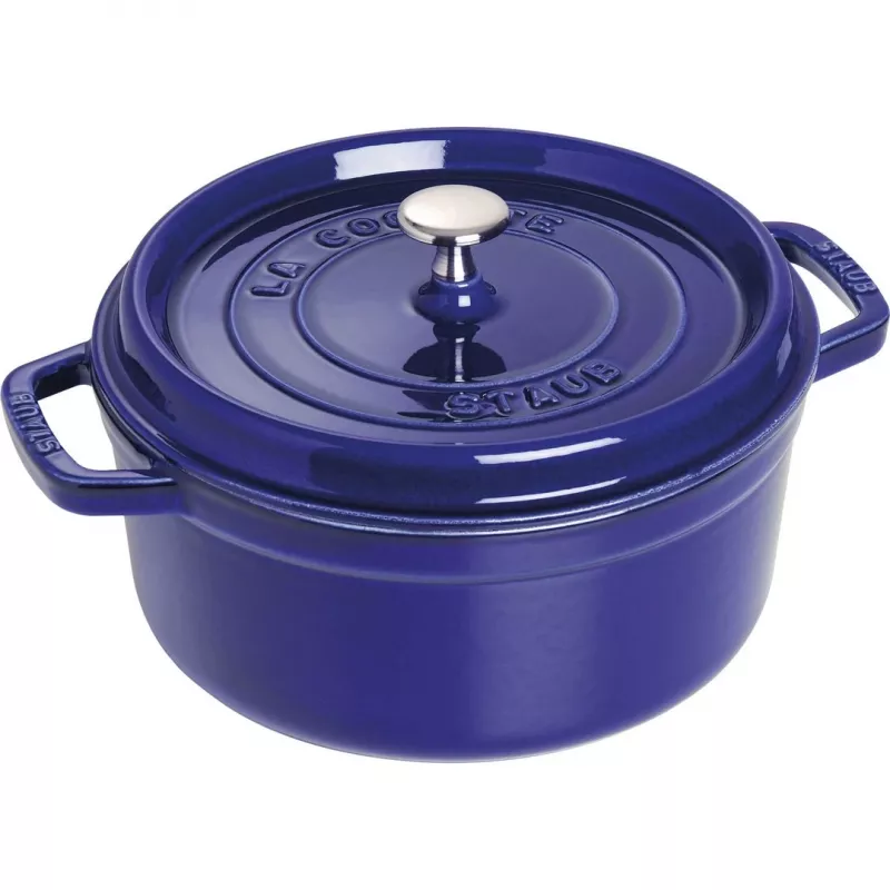 Staub 24 cm ronde gietijzeren cocotte donkerblauw