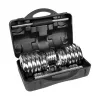 Verstelbare dumbbellset van gietijzer met chromen afwerking 30 kg in koffer met halterstang van Rebel Active