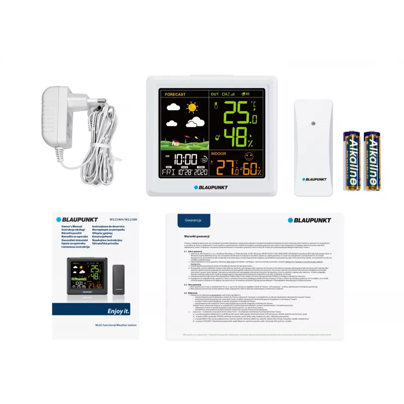 Weerstation BLAUPUNKT WS25WH – binnen-/buitenmetingen, draadloze sensoren