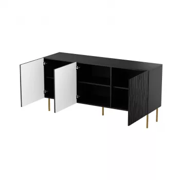 Ladekast cama meble JUNGLE 1520×405×745 mm matzwart met gouden poten, spaanplaat