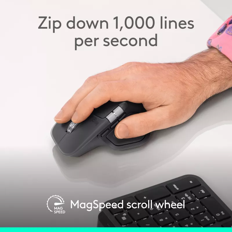 Logitech MX Master 4 for Business muis – draadloos + Bluetooth, 8000 DPI, grafiet | Logitech