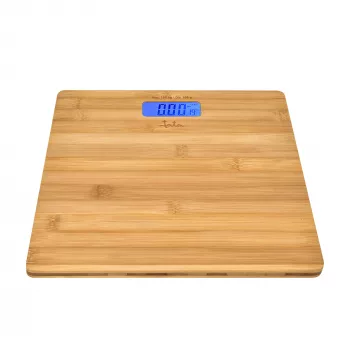 Elektronische personenweegschaal Jata HBAS1489 — 180 kg capaciteit, 100 g nauwkeurigheid, 10,2 cm LCD, bamboeplatform