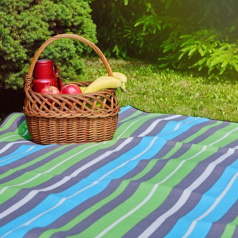 Picknickdeken PROMIS KP200PZ, groene strepen, 200 x 150 cm