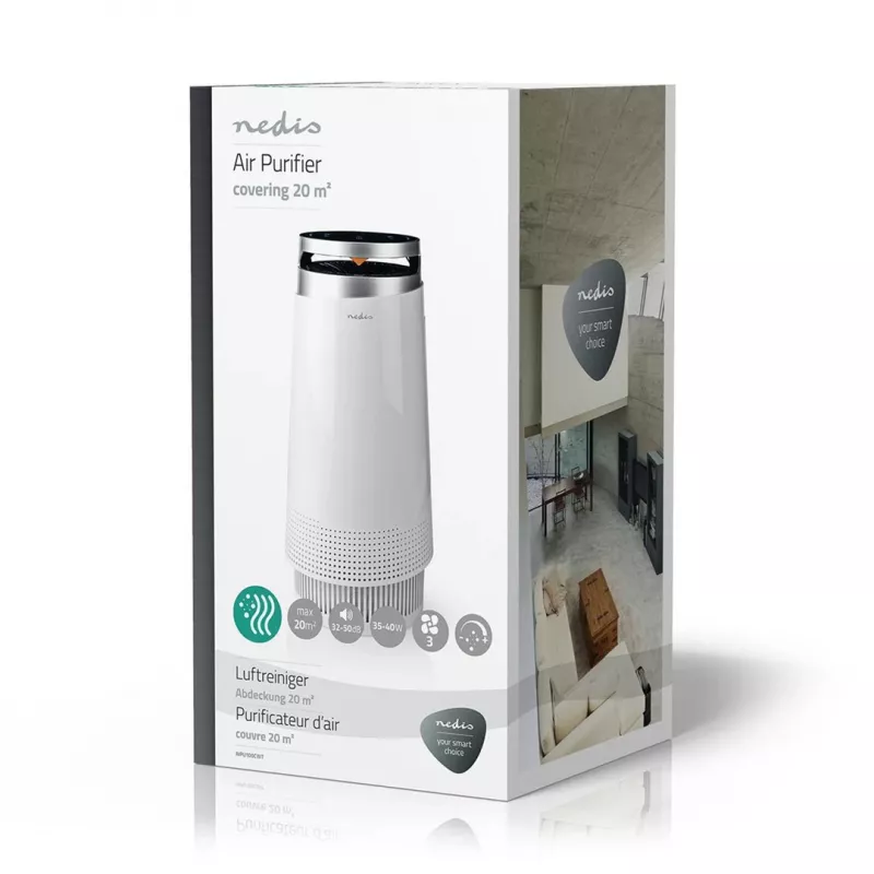 Nedis AIPU100CWT luchtreiniger 20 m² 50 dB 35 W zwart, wit