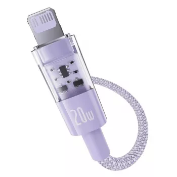 USB-C naar Lightning snellaadkabel Baseus Gem 1 m 20 W Paars, nylon omhulling, 7-pin Lightning