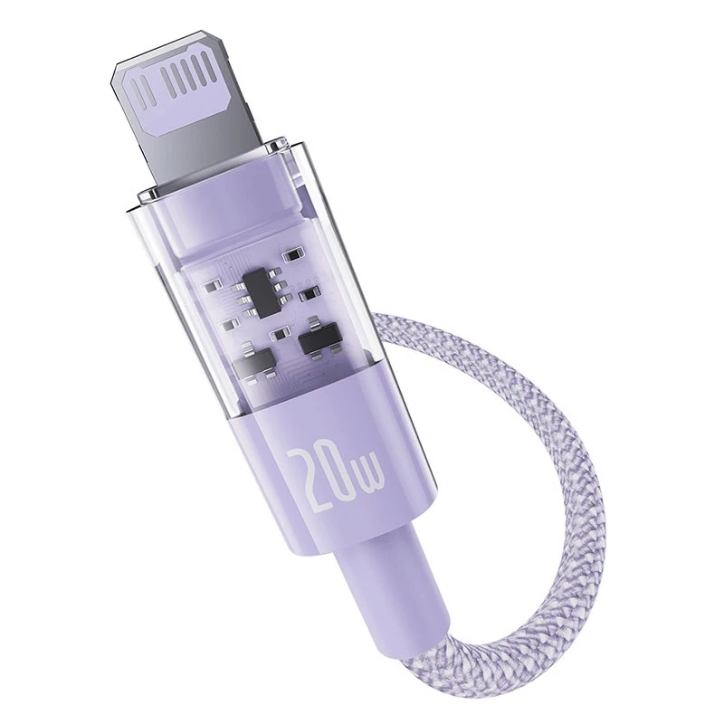 USB-C naar Lightning snellaadkabel Baseus Gem 1 m 20 W Paars, nylon omhulling, 7-pin Lightning