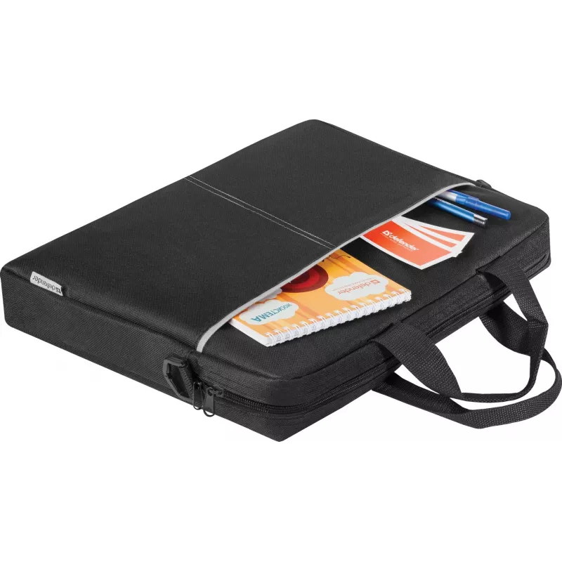 Laptoptas DEFENDER Lite 39,6 cm (15,6 inch) zwart/grijs, polyester, rits, draaggreep, afneembare schouderriem