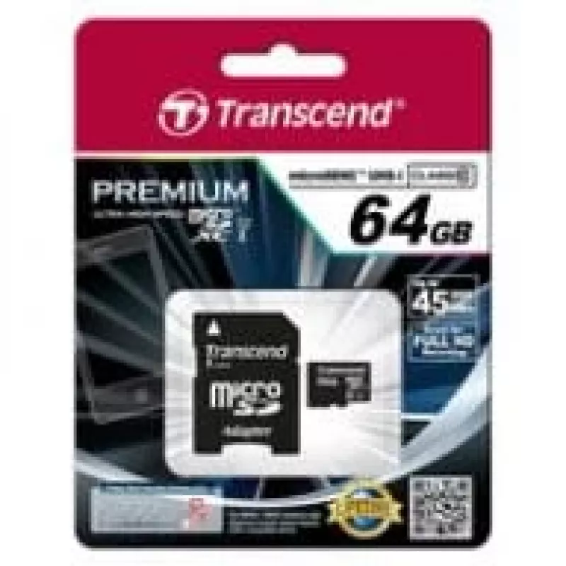 Flashgeheugen Transcend 64 GB MicroSDXC UHS-I TS64GUSDU1