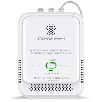 Gasleksensor QOLTEC NG 85dB LE – aardgas (CH4)-detector, akoestisch alarm 85 dB