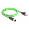 Netwerkkabel DeLOCK M12 kabel A-gecodeerd 8-polig stekker naar RJ45 stekker PUR (TPU) 1 m