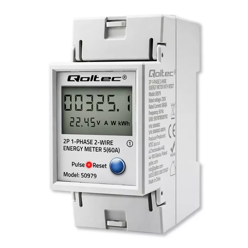 Energiemeter QOLTEC eenfasig DIN-rail 230V (MPN 50979)
