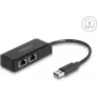 Delock 64194 USB Type-A naar 2x Gigabit LAN-adapter, zwart