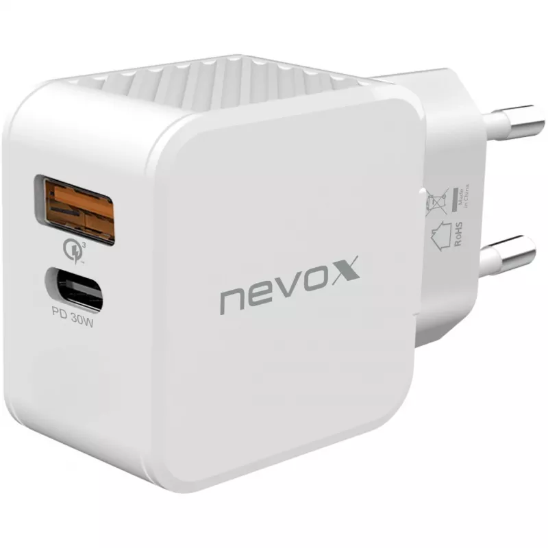 nevox USB PD Type-C + USB QC 3.0 oplader 30 watt wit (2009)