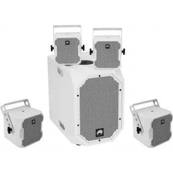 Actieve luidsprekerset Omnitronic BOB-10A ws met 4x BOB-4 ws — actieve hoofdluidspreker met vier satellietluidsprekers