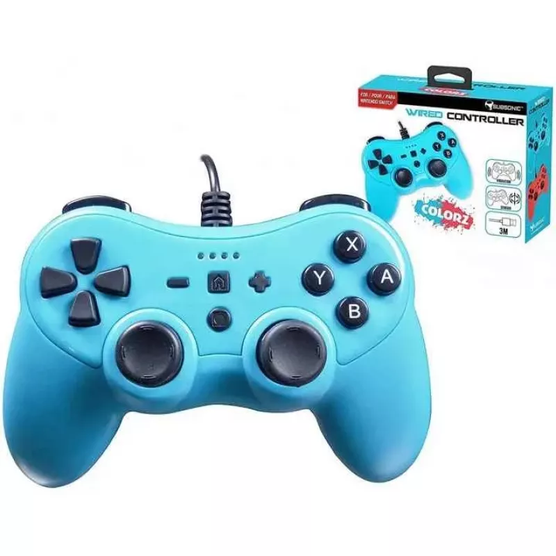 Bedrade controller SUBSONIC SA5488-1 Neon Blue — voor Nintendo Switch, bedrade verbinding