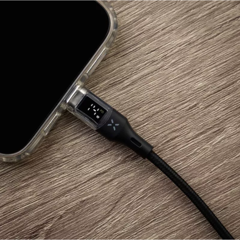 Fixed | kabel USB-C/USB-C met display, PD-ondersteuning, 2m, USB 2.0, 100W | FIXDD-CC2-BK