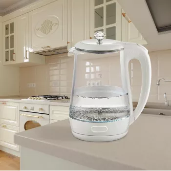 Waterkoker Maestro MR 052 WH — 1,7 L, 2200 W, doorschijnend wit, glazen behuizing