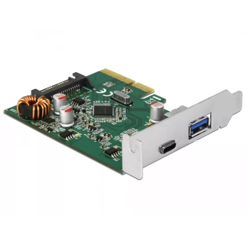 DeLOCK 90299 PCIe x4-kaart, 1x USB Type-C + 1x USB Type-A, USB 3.2 Gen 2 (10 Gbps)