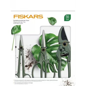 Fiskars plantverzorgingsset 3-delig 1075317 — handtroffel, plantschep en cultivator voor pot- en tuinplanten