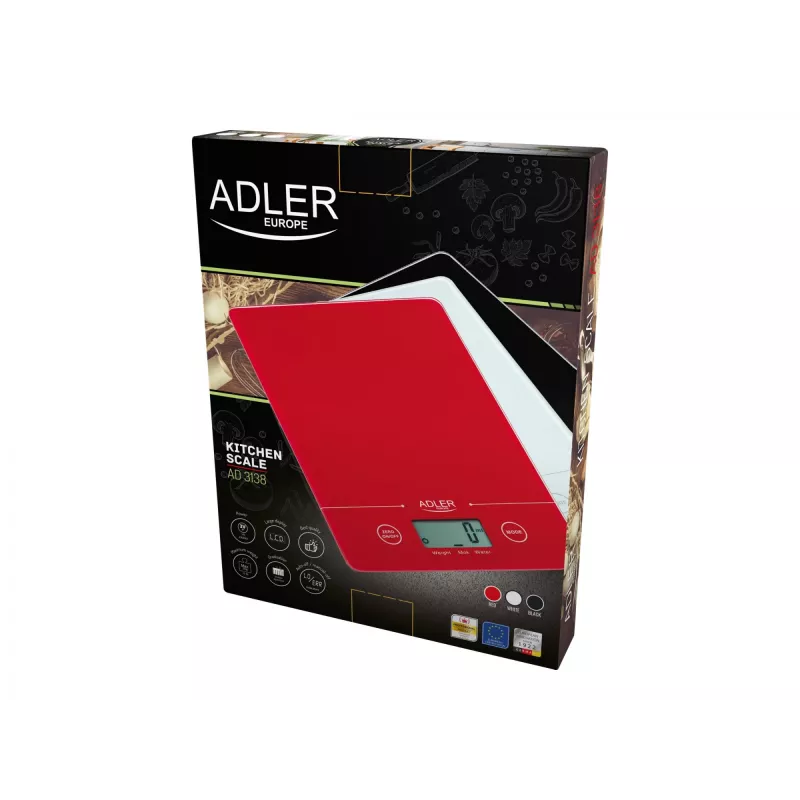 Elektronische keukenweegschaal Adler AD 3138 rood