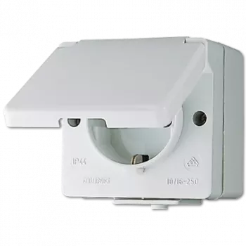 Stopcontact type F Jung 620 W — 16 A, 250 V, duroplast behuizing, wit, hoogte 47 mm