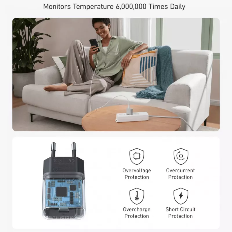 Indooroplader Anker 511 Nano A2337G11 — 30 W USB-C, zwart