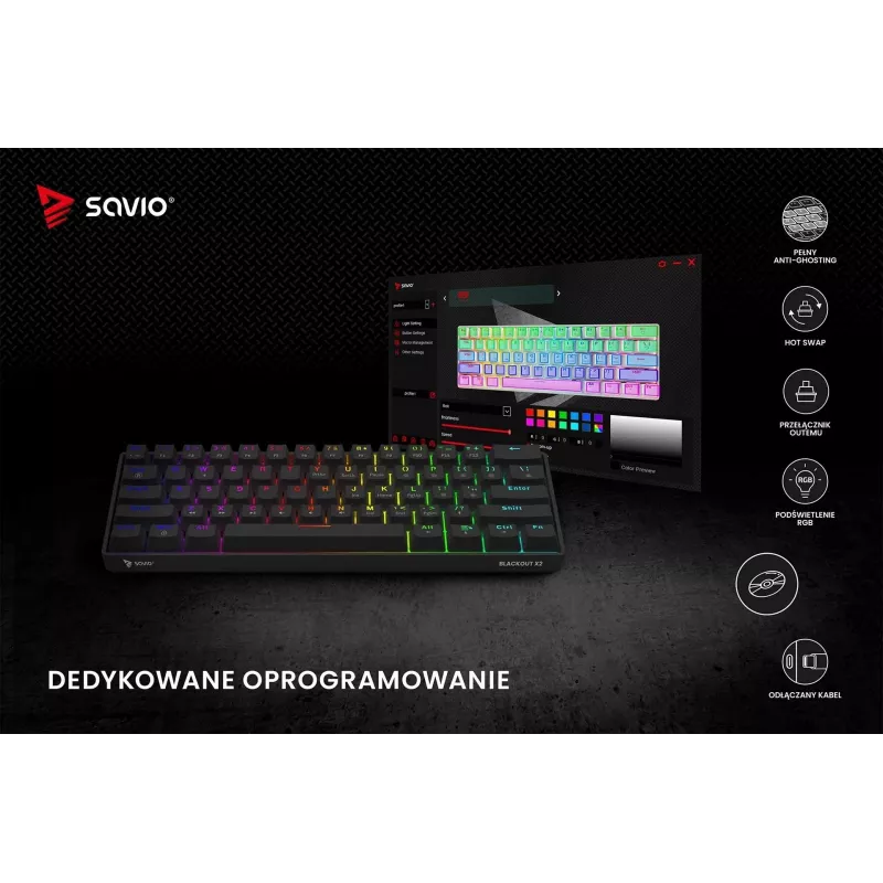 SAVIO BLACKOUT X2 mechanisch toetsenbord OUTEMU Red, hot swap