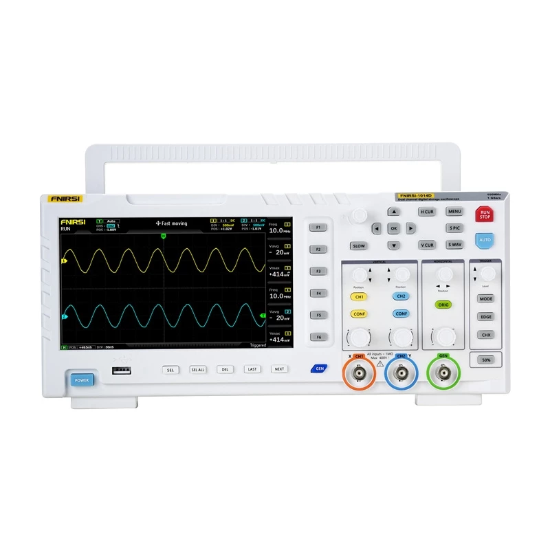 Oscilloscoop-signaalgenerator Fnirsi 1014D 2-in-1 – 100 MHz bandbreedte, 1 GS/s bemonsteringssnelheid