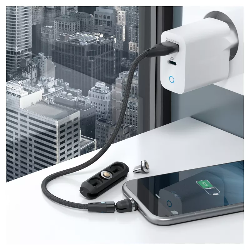 USB-kabel RealPower MagneticCharge3 0,2 m USB A zwart snel laden