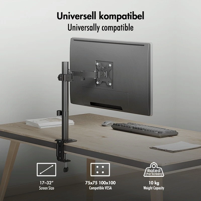 Monitorarm 17-32 inch, max. 10 kg, staal
