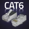 RJ45 modulaire stekker QOLTEC 54556 CAT6 FTP, zilver, 18×22×11 mm, 100-pack