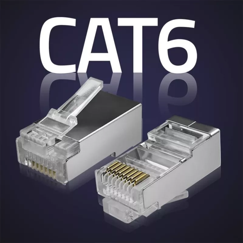 RJ45 modulaire stekker QOLTEC 54556 CAT6 FTP, zilver, 18×22×11 mm, 100-pack