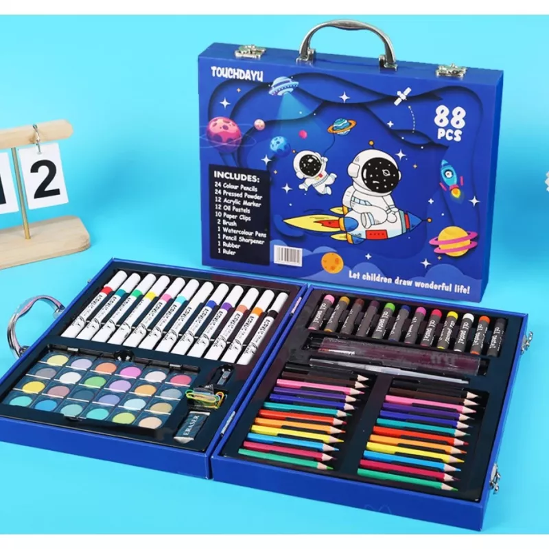 Kunstkleurstel Extralink Blue Astronaut — 88 delen (kleuren, penselen, accessoires)