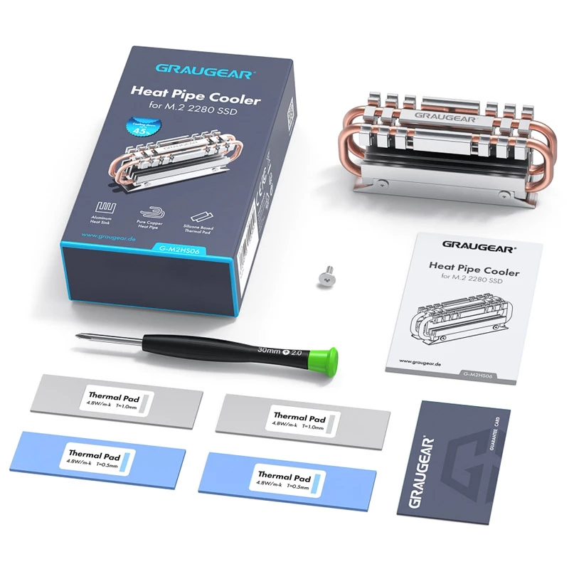 Koellichaam/radiator GRAUGEAR G-M2HS06 aluminium koper voor M.2 NVMe SSD