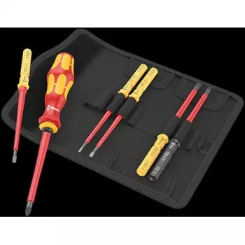 Wera 05006601001 Kraftform Kompakt VDE 7 Universal 2 Tool Finder schroevendraaierset, 7-delig, 817 VDE Kraftform-wisselbitshouder + 6 VDE-wisselbits, IEC 60900, met gereedschapstas