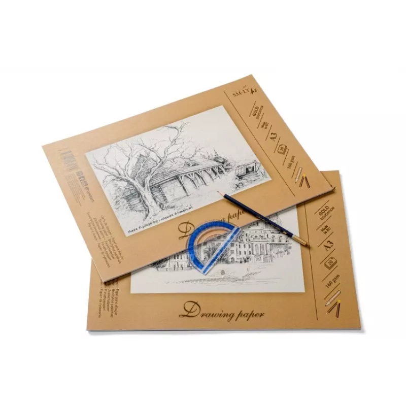 Teken- en schetspapier SMLT A3, 160 g/m², 20 vel, gelijmd