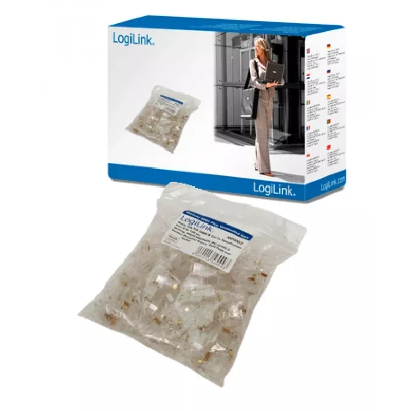 RJ-45 kabelstekker LOGILINK MP0002, CAT5e, transparant, 100-pack