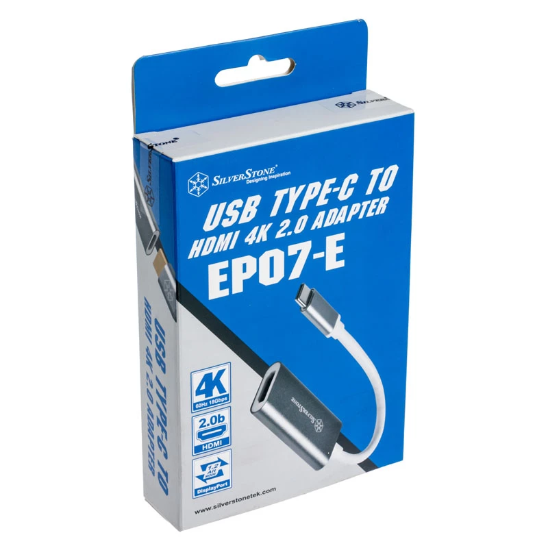 Adapter SILVERSTONE USB 3.1 Type-C naar HDMI 2.0b SST-EP07C-E, videouitgangadapter
