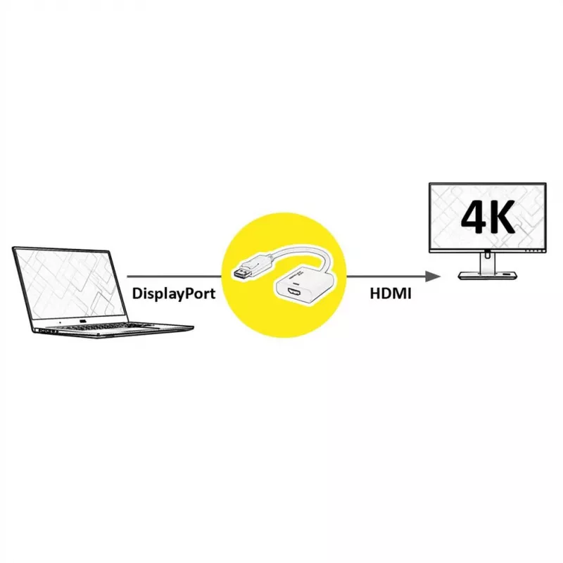 Videokabel-adapter ROLINE 12.03.3164 0,15 m DisplayPort naar HDMI