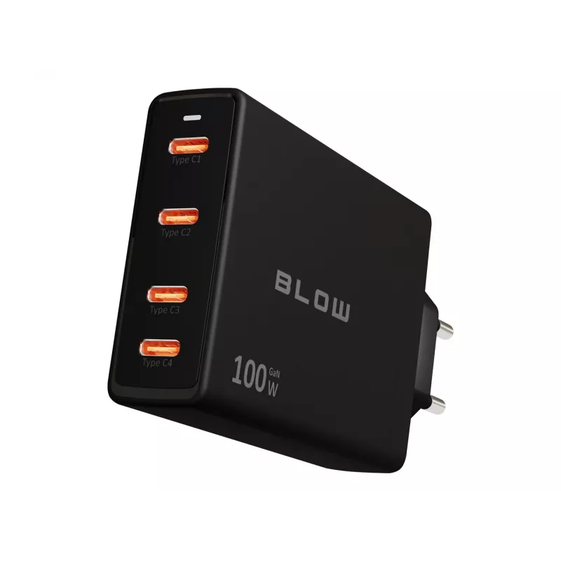 BLOW 4xUSB-C PD 100W GaN wandlader, zwart