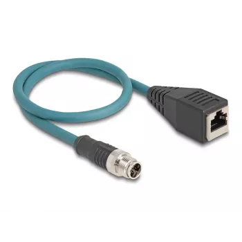 DeLOCK M12-adapterkabel X-gecodeerd 8 pin stekker naar RJ45 bus 50 cm