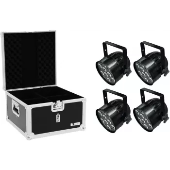 LED PAR-schijnwerper EUROLITE PAR-56 QCL Short 4x met EPS-case — 4-in-1-QCL-LED's, PAR-56-formfactor, compacte korte behuizing